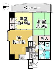 ライオンズマンション京橋川 2DKの間取図画像