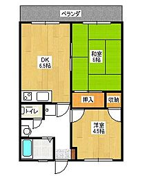 錦ハイツ 2DKの間取図画像