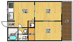 トキワハイツA棟 2DKの間取図画像