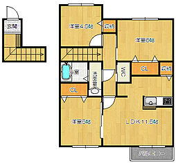 プレジデント雅C 3LDKの間取図画像