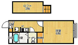 JR片町線(学研都市線) 四条畷駅 徒歩5分の賃貸アパート 1階1Kの間取り