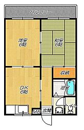 マンションオーク 2DKの間取図画像