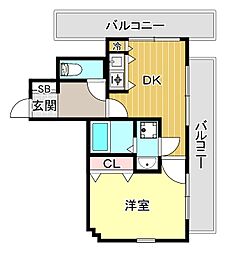 グランドシーズ心斎橋2 1DKの間取図画像
