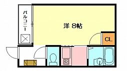 カーサ　ソフィア 3階1Kの間取り