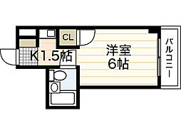 柴崎皆実町ビル 4階ワンルームの間取り