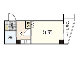 セイント安芸 2階1Kの間取り