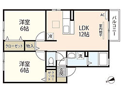 クレストＭ 1階2LDKの間取り