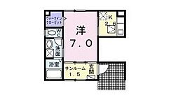 グランドール　コルソＢ棟 1階1Kの間取り