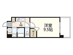 ロアール天満 7階1Kの間取り