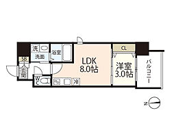 ARTISTA宝町 6階1LDKの間取り