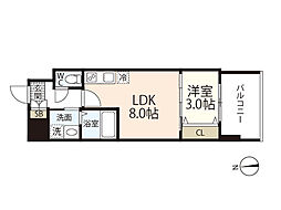 ARTISTA宝町 7階1LDKの間取り