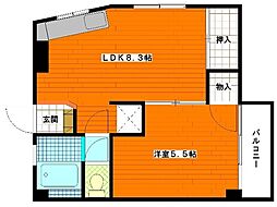 みさきマンション 4階1LDKの間取り