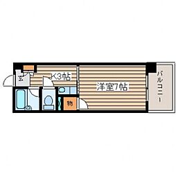 ジャスティヒルト高須 4階1Kの間取り