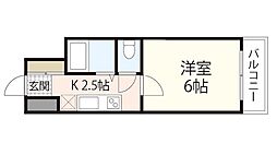 ピアーチェ住吉 1Kの間取図画像