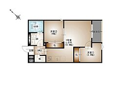 REGALEST-F 矢野駅前 1階2LDKの間取り