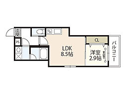 MOVE江波東 3階1LDKの間取り