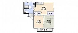 フレグランス笹口C棟 1階2LDKの間取り