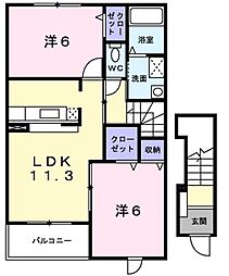 スリズイエ 2階2LDKの間取り