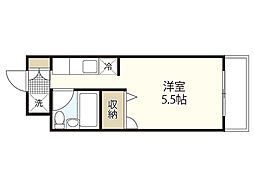 メゾン・ド・ヴェルデュール 4階ワンルームの間取り