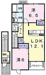 ペアセロベE棟 2LDKの間取図画像