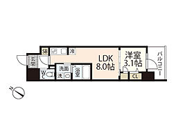 S-RESIDENCE東千田公園alesia 1LDKの間取図画像