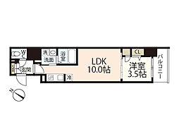 S-RESIDENCE東千田公園alesia 1LDKの間取図画像