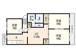 UR都市機構鈴が峰第5団地4号棟 3DKの間取図画像