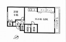 中尾マンション 1LDKの間取図画像