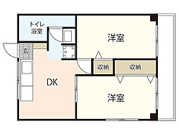 第二日の出ビル 2DKの間取図画像