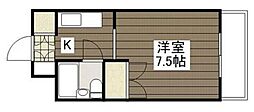 サンライズ西霞 1Kの間取図画像