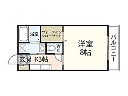 緑荘 1Kの間取図画像