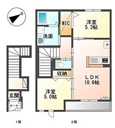 アメニティハイツ寺家 2LDKの間取図画像