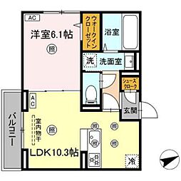 campanella船越 1LDKの間取図画像