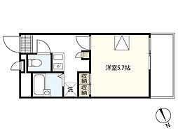 レオパレス花上 1Kの間取図画像
