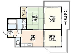 ピュアハイツシシド 3DKの間取図画像
