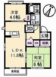 リーベンステージ1 2LDKの間取図画像