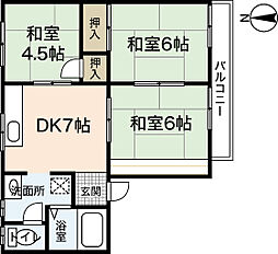 コーポ原田 3DKの間取図画像
