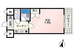 第12友建ビル 1Kの間取図画像