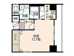 プレシャスK.H 1Kの間取図画像
