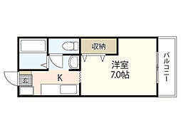 サンライフ市地B 1Kの間取図画像