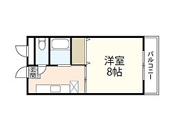 己斐西ハイム 1階1DKの間取り