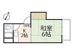 コーポ矢賀 3階1Kの間取り