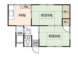 共栄荘 2階2DKの間取り