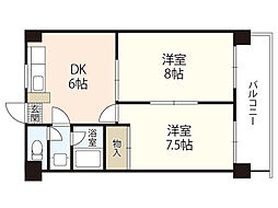 リマーカーブル己斐 2階2DKの間取り
