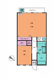 ライオンズマンション広島 4階1LDKの間取り