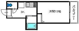 ドラゴーン金原 3階1Kの間取り