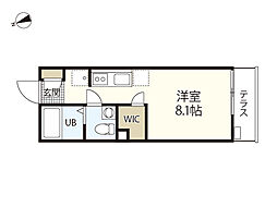 トワスール船越 1階ワンルームの間取り