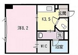クラッセ銀山 4階1Kの間取り