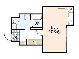 Prive広 1階ワンルームの間取り