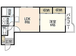 谷本レジデンス 3階1LDKの間取り